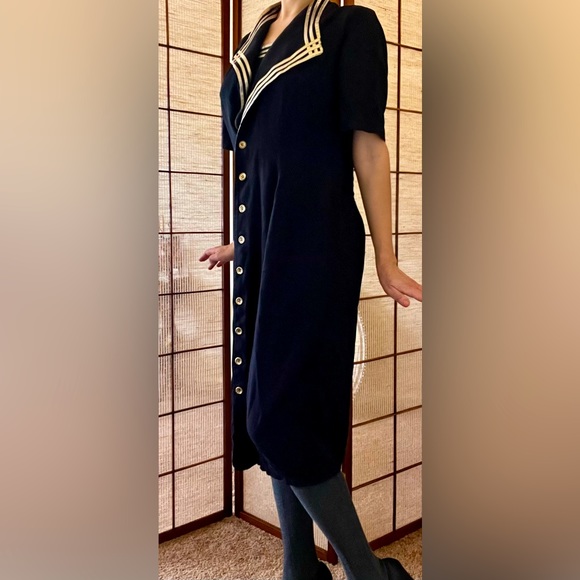 S.L. Fashions women 80s vintage nautical navy blazer sailor dress - Picture 3 of 9